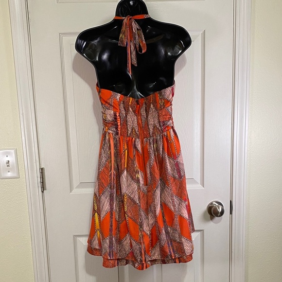 Guess Orange and Yellow Patterned Mini Dress Size 6 - Picture 2 of 9